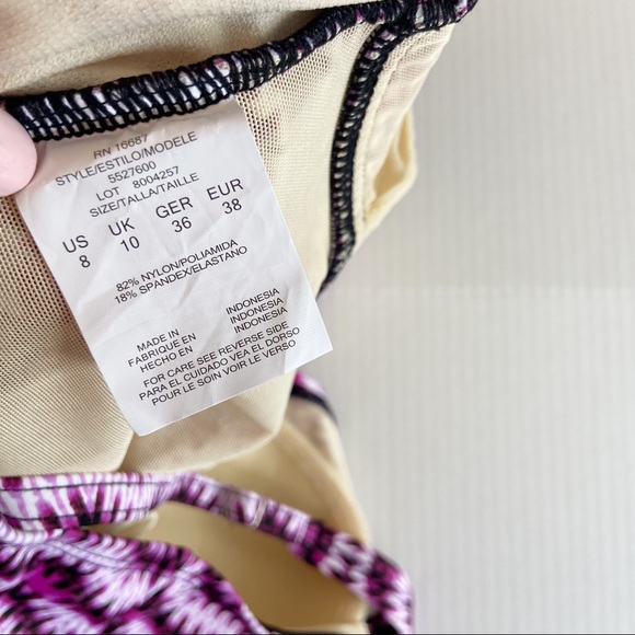 Swim Solutions Purple Slimming Ruched V Neck Wide Strap One Piece Swimsuit NEW - Picture 6 of 7